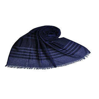 Stripes and Patches Embroidered Hijab - Blue